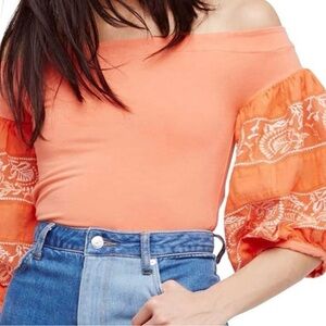 Free People Boho Embroidered Top